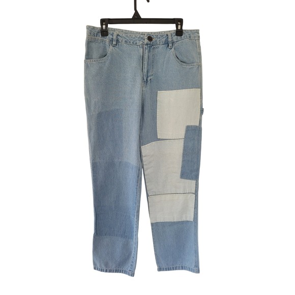 Ulla Johnson Patchwork Jeans Light Wash Denim Carpenter Size 8 Womens #5‎ - Picture 1 of 9